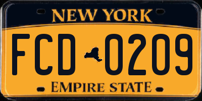 NY license plate FCD0209