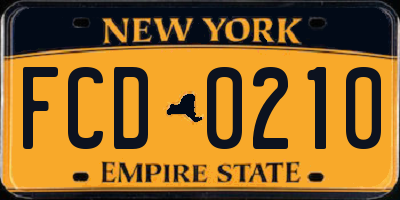 NY license plate FCD0210