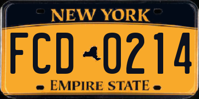 NY license plate FCD0214