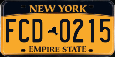 NY license plate FCD0215