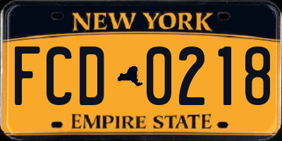NY license plate FCD0218
