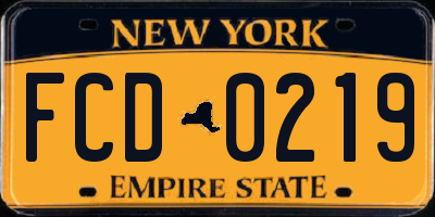 NY license plate FCD0219