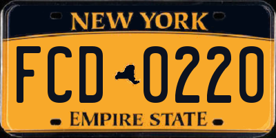 NY license plate FCD0220