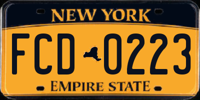 NY license plate FCD0223