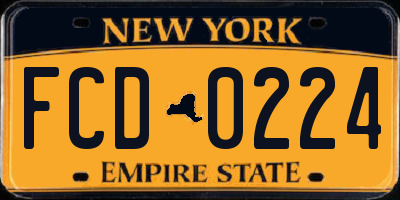 NY license plate FCD0224