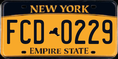 NY license plate FCD0229