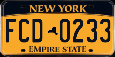 NY license plate FCD0233
