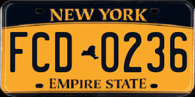 NY license plate FCD0236