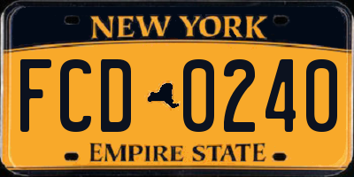 NY license plate FCD0240