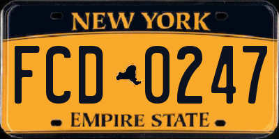 NY license plate FCD0247