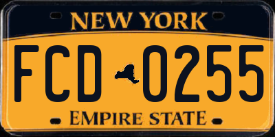 NY license plate FCD0255
