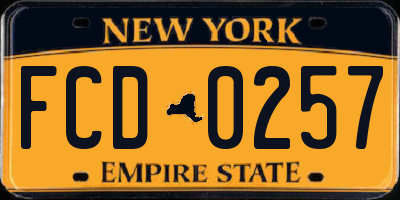 NY license plate FCD0257