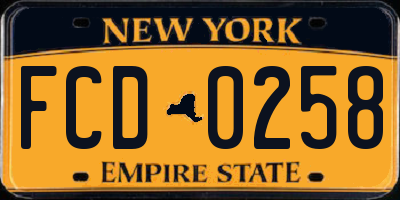 NY license plate FCD0258