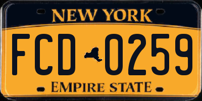 NY license plate FCD0259