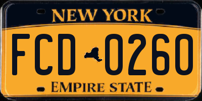 NY license plate FCD0260