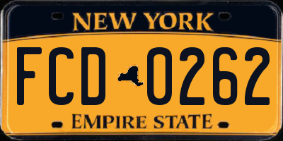 NY license plate FCD0262