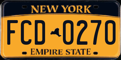 NY license plate FCD0270