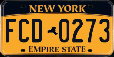 NY license plate FCD0273