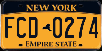 NY license plate FCD0274