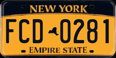 NY license plate FCD0281
