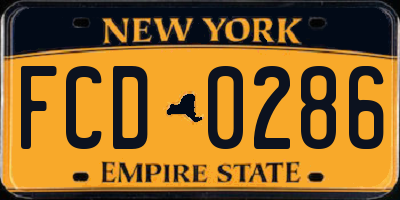 NY license plate FCD0286