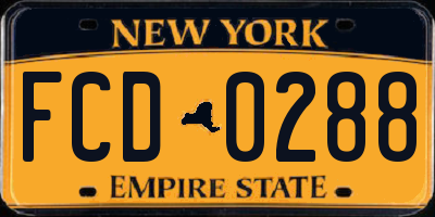 NY license plate FCD0288