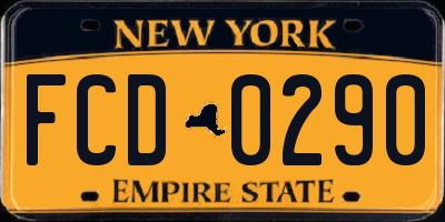 NY license plate FCD0290