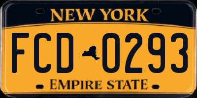 NY license plate FCD0293