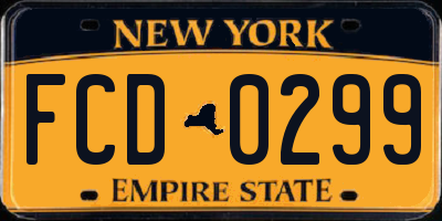 NY license plate FCD0299