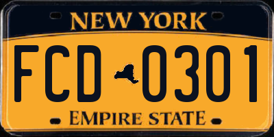 NY license plate FCD0301