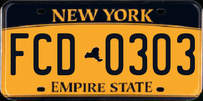 NY license plate FCD0303