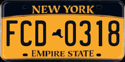 NY license plate FCD0318