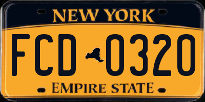 NY license plate FCD0320