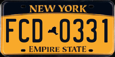 NY license plate FCD0331
