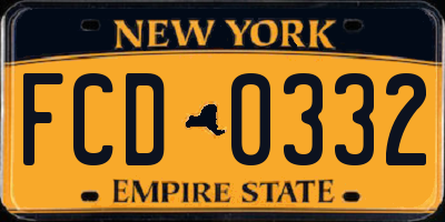 NY license plate FCD0332