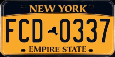NY license plate FCD0337