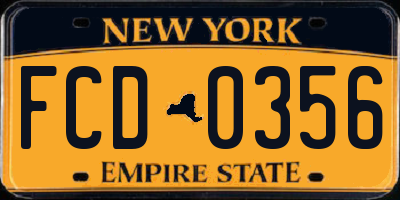 NY license plate FCD0356