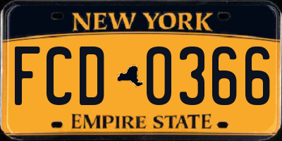 NY license plate FCD0366