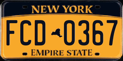 NY license plate FCD0367
