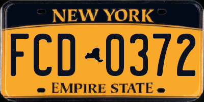NY license plate FCD0372