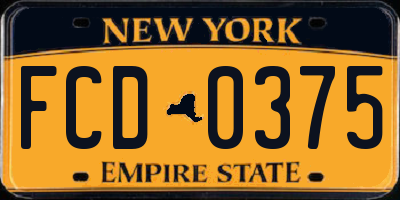 NY license plate FCD0375