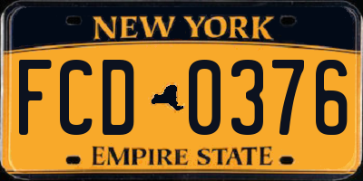 NY license plate FCD0376