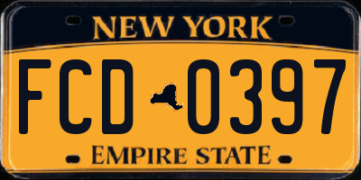 NY license plate FCD0397