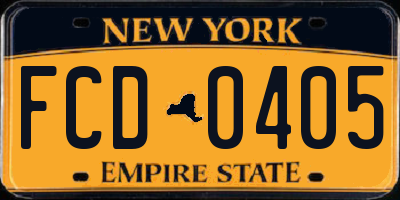NY license plate FCD0405