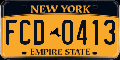 NY license plate FCD0413