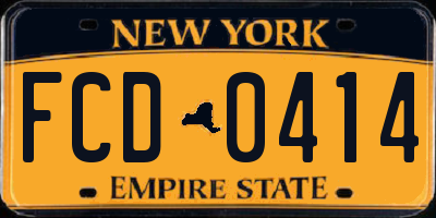 NY license plate FCD0414