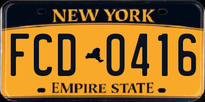 NY license plate FCD0416