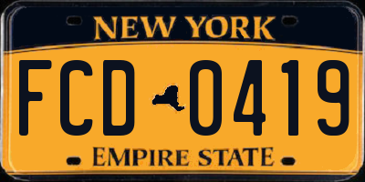 NY license plate FCD0419