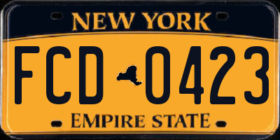 NY license plate FCD0423