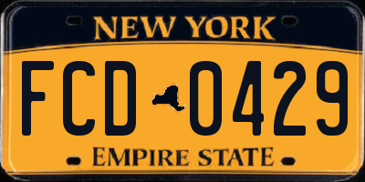 NY license plate FCD0429